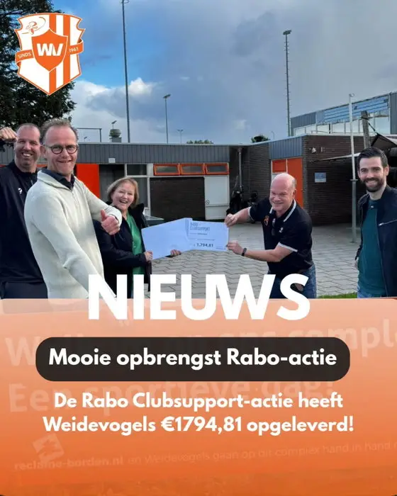 Wauw! Dankzij jullie hulp is er weer een mooi bedrag opgehaald tijdens de Rabo Clubsupport-actie. Er gaat maar liefst €1794,81 naar Weidevogels, dank jullie wel! 🧡